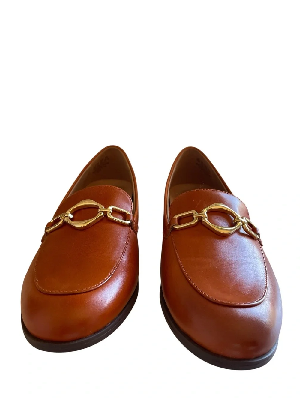 Naturalizer Mya Brown Leather Loafers with Gold Horsebit Size 8 New